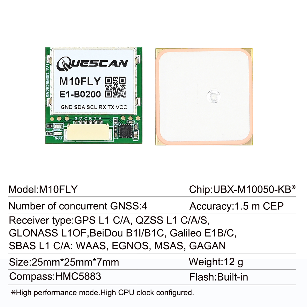 Quescan 25mm*25mm M10FLY 10Hz  - Drone Compass recension och pris